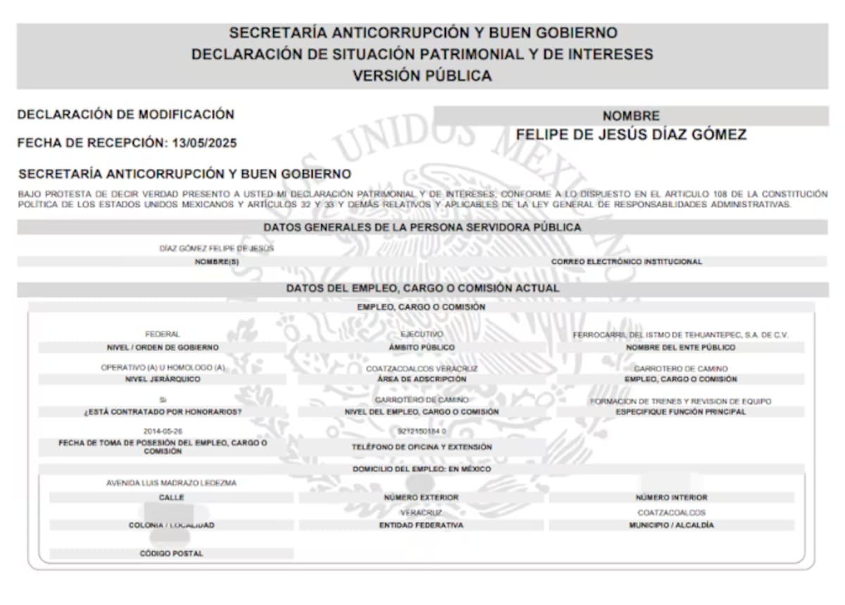 Declaración de situación patrimonial y de intereses. / El Universal.