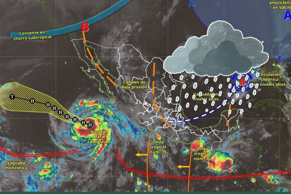 Ciclón tropical Marie y monzón mexicano provocarán lluvias intensas y temperaturas de hasta 45 °C este jueves