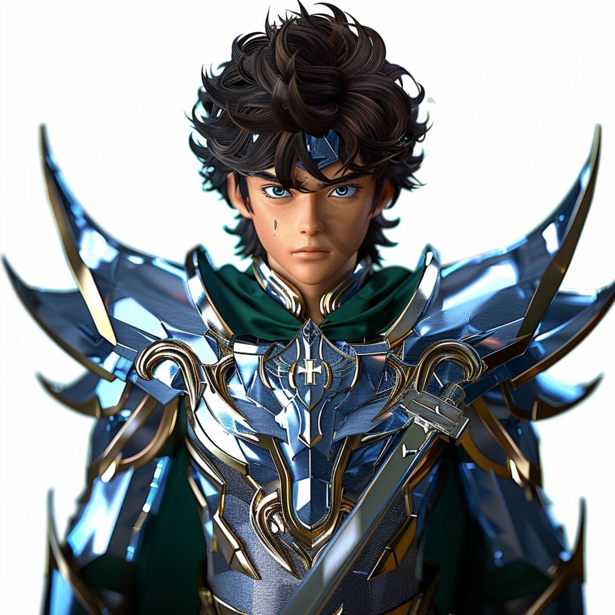 La IA nos presenta a Argol de Perseo, el Santo de Plata, con un equilibrio perfecto entre belleza y poder.