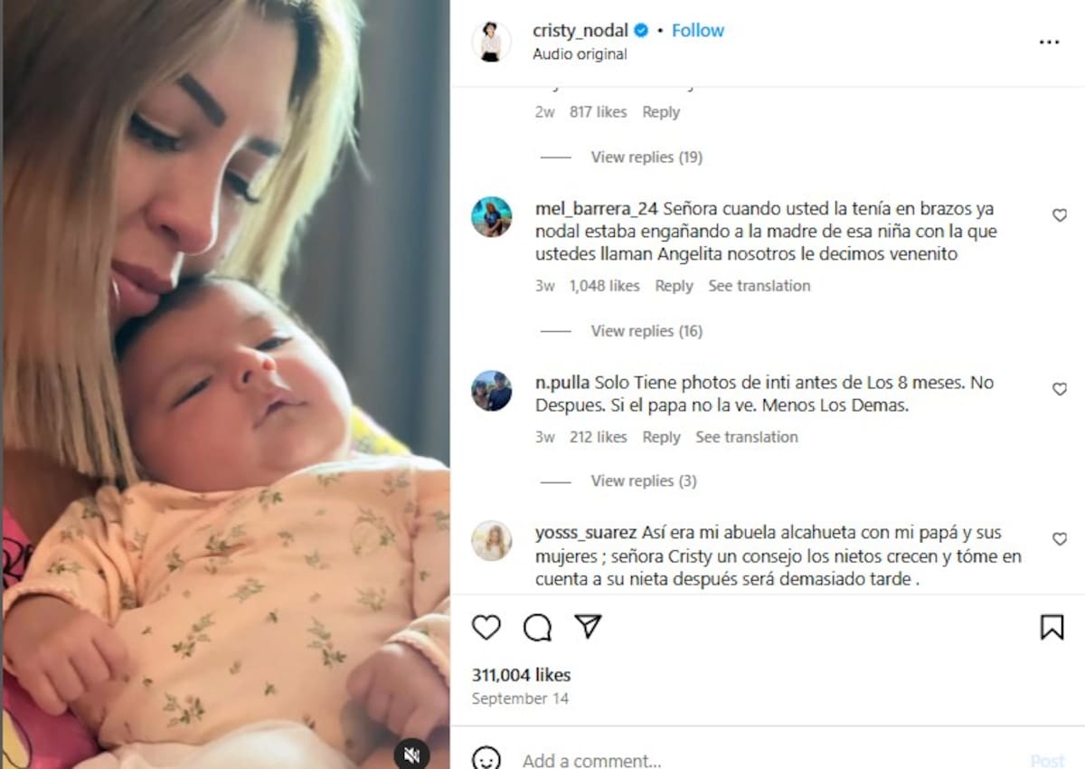 Comentarios negativos hacia Cristy Nodal / Instagram: @cristy_nodal