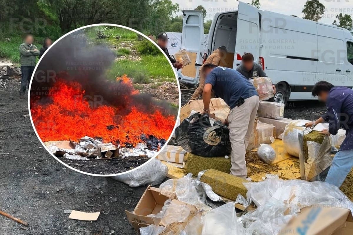 FGR incinera más de 405 kilos de drogas en el Estado de México, entre cocaína, metanfetamina y marihuana