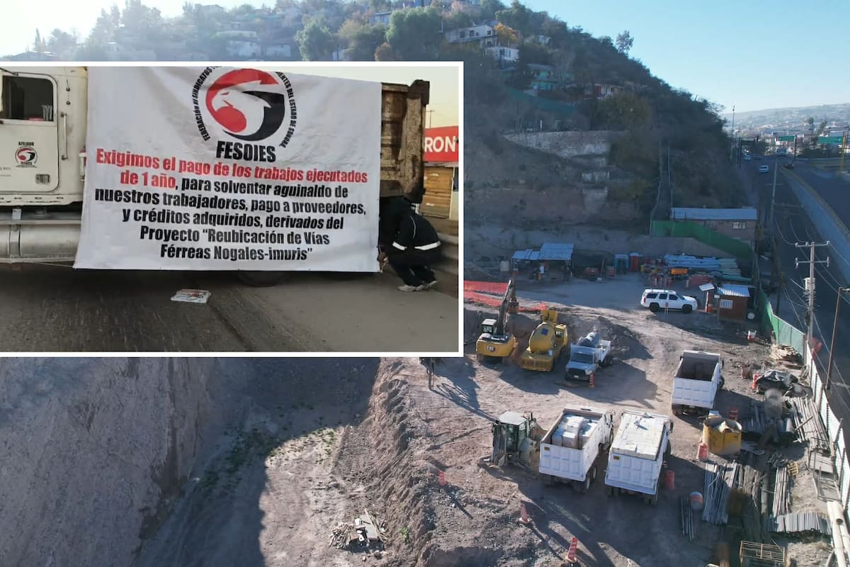 Tras acuerdo con autoridades, trabajadores levantan bloqueo en carretera a Nogales y reanudan obra de reubicación de las vías del tren