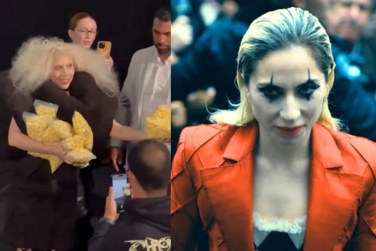 Lady Gaga reparte palomitas a espectadores de 'Joker: Folie à Deux'