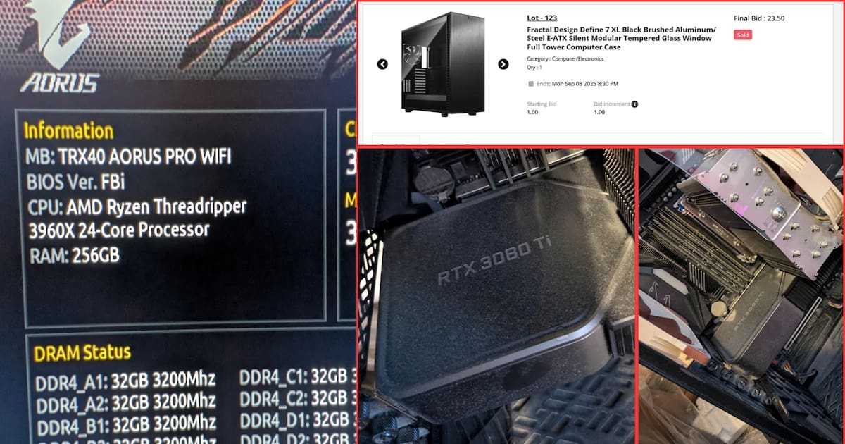 He paid 400 pesos for a computer at an auction, but when he got home he discovered that there was a 24-core CPU, a RTX 3080 Ti and 256 GB RAM: a team that today is worth 48,600 pesos
