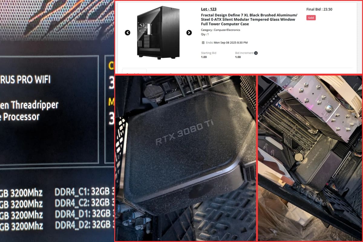 Pagó 400 pesos por una computadora en una subasta, pero al llegar a casa descubrió que adentro había una CPU de 24 núcleos, una RTX 3080 Ti y 256 GB de RAM: un equipo que hoy vale 48,600 pesos