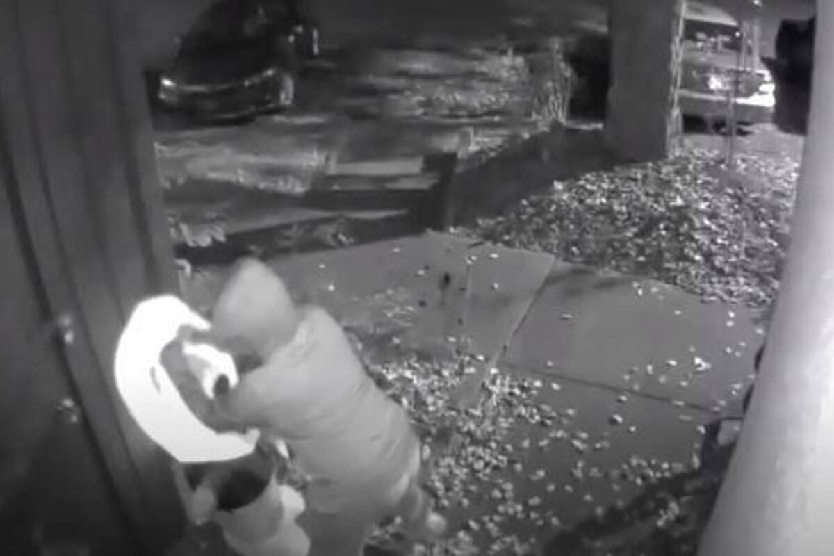 VIDEO: Hombre destruye adornos de Halloween