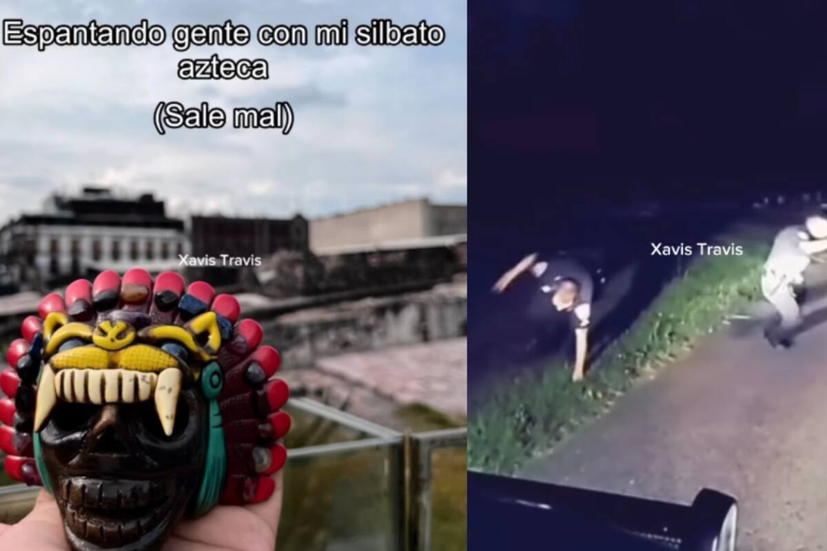 Joven asusta a policías con silbato azteca: ve sus reacciones