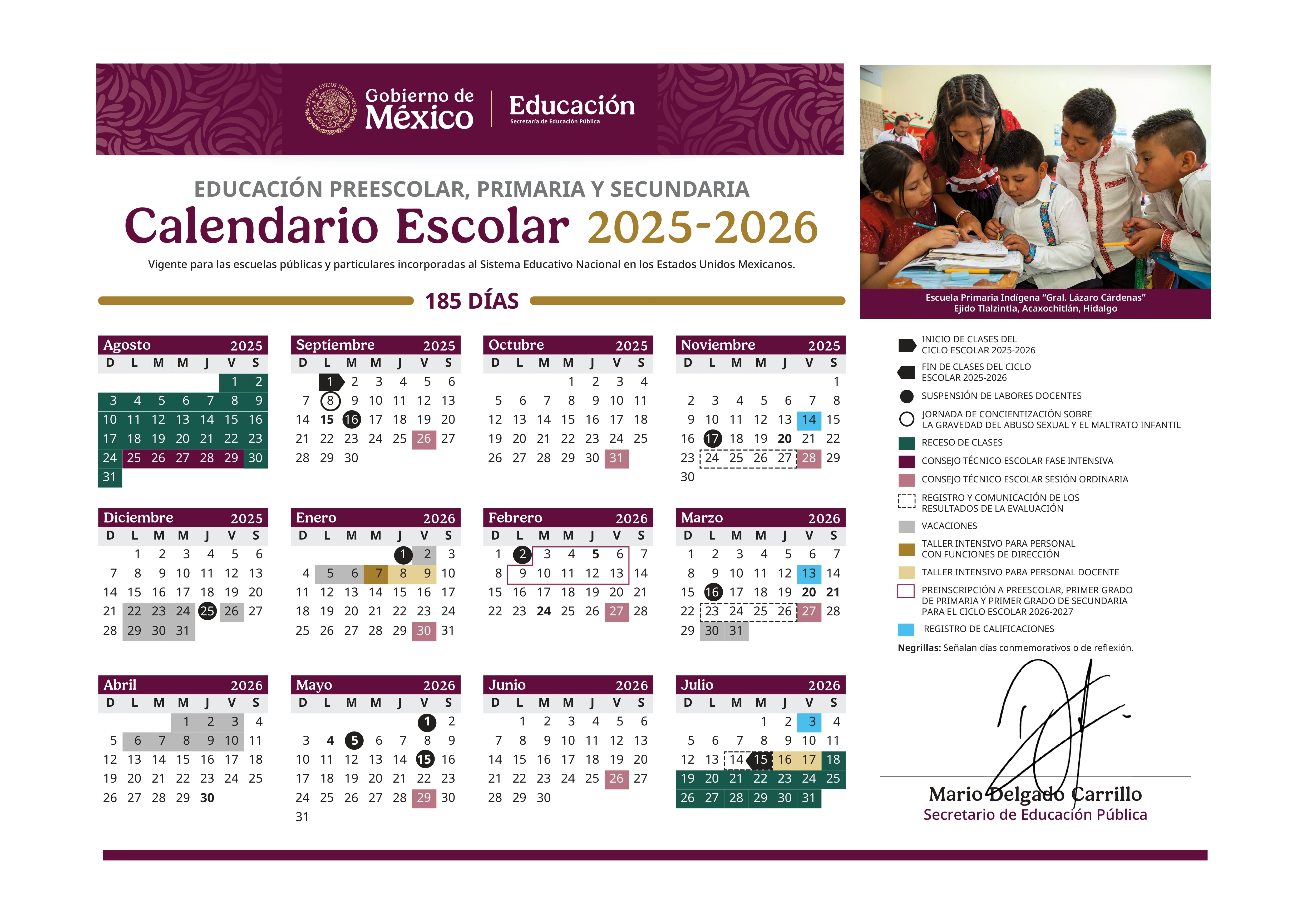Calendario escolar 2025-2026.
