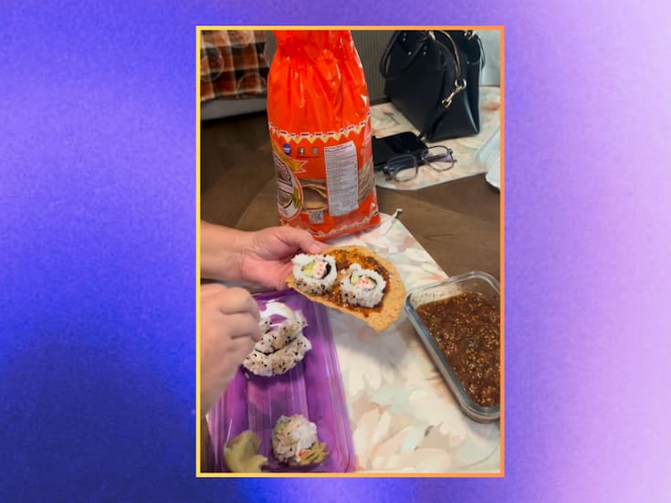 Mujer se hace viral por preparar una tostada de sushi