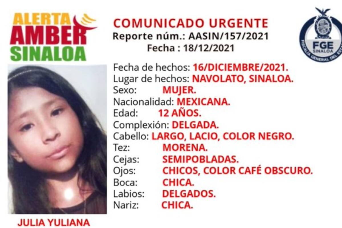 Alerta Amber en Villa Juárez por la desaparición de una niña de 12 años, Julia Yuliana