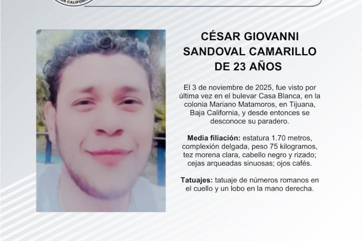 Se busca a César Giovanni Sandoval Camarillo, de 23 años