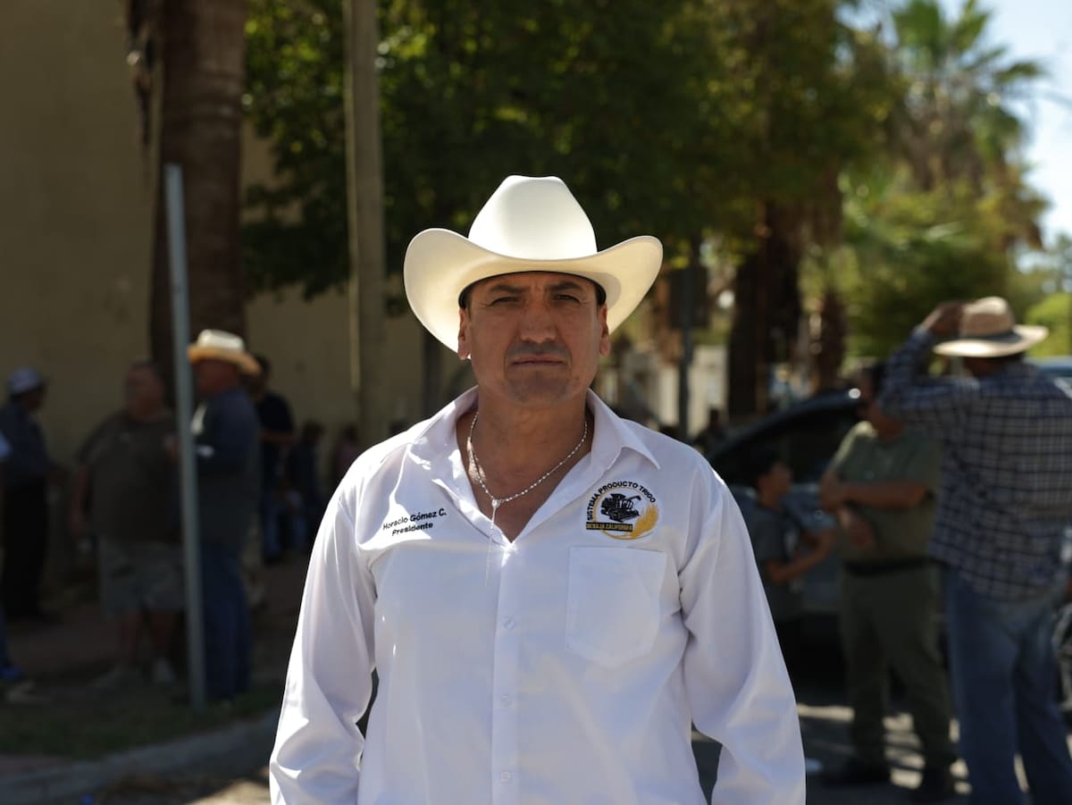 Horacio Gómez Carranza, presidente del Consejo Estatal de Productores de Trigo en Baja California y delegado del Frente Nacional para el Rescate del Campo Mexicano, quien señaló que los productores atraviesan una situación crítica ante la falta de respuestas concretas por parte del Gobierno federal l Foto: Javier Gallegos