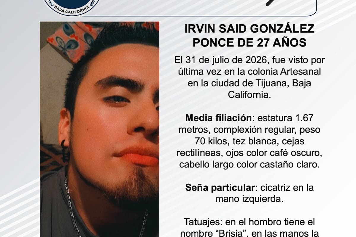 Se busca Irvin Said González Ponce de 27 años