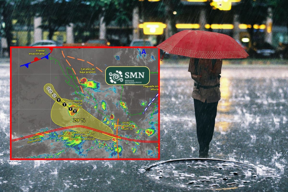 SMN: Tormenta Tropical ‘Mario’ traerá fuertes lluvias y vientos este lunes; varios estados están bajo alerta