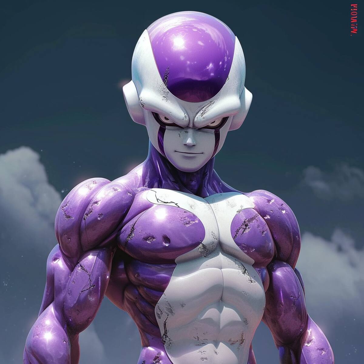 La inteligencia artificial de Midjourney ha imaginado a Freeza de manera única, retratándolo como un musculoso guerrero imponente.
