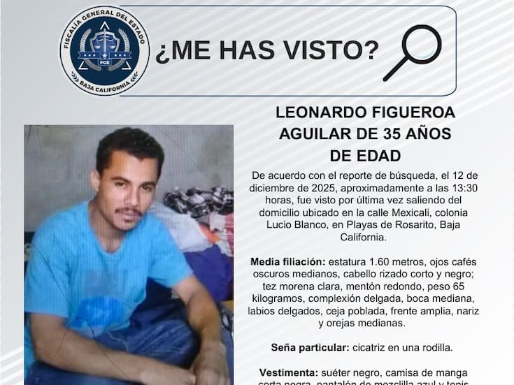 Se busca a Leonardo Figueroa Aguilar de 35 años de edad