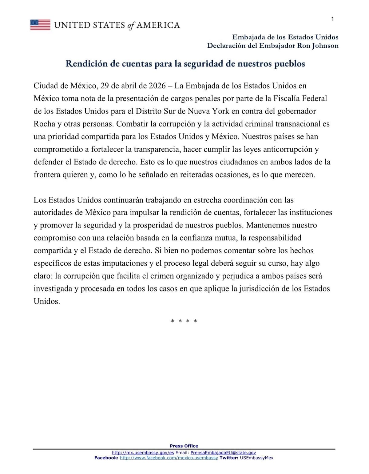Crédito: X @USAmbMex