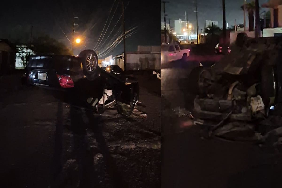 Conductor pierde el control de su carro y vuelca en la colonia Héctor Corella
