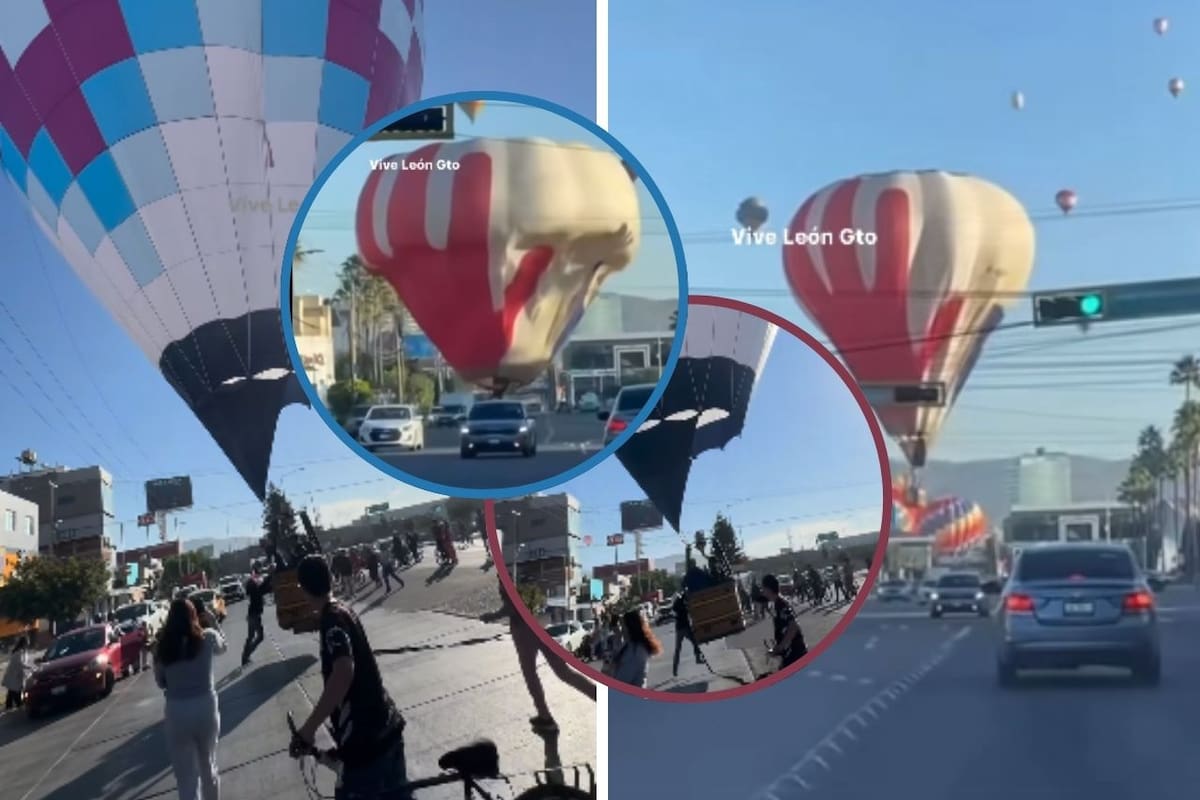 Inusual aterrizaje de globos en vías públicas de León, Guanajuato, durante Festival Internacional del Globo