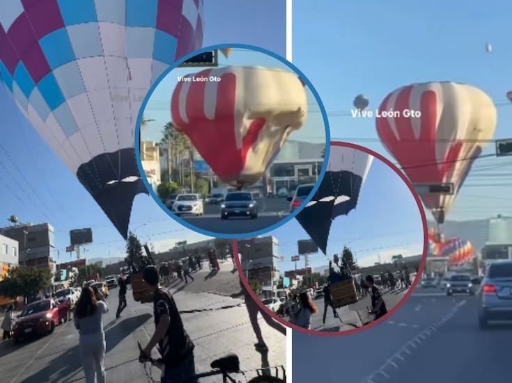 Inusual aterrizaje de globos en vías públicas de León, Guanajuato, durante Festival Internacional del Globo