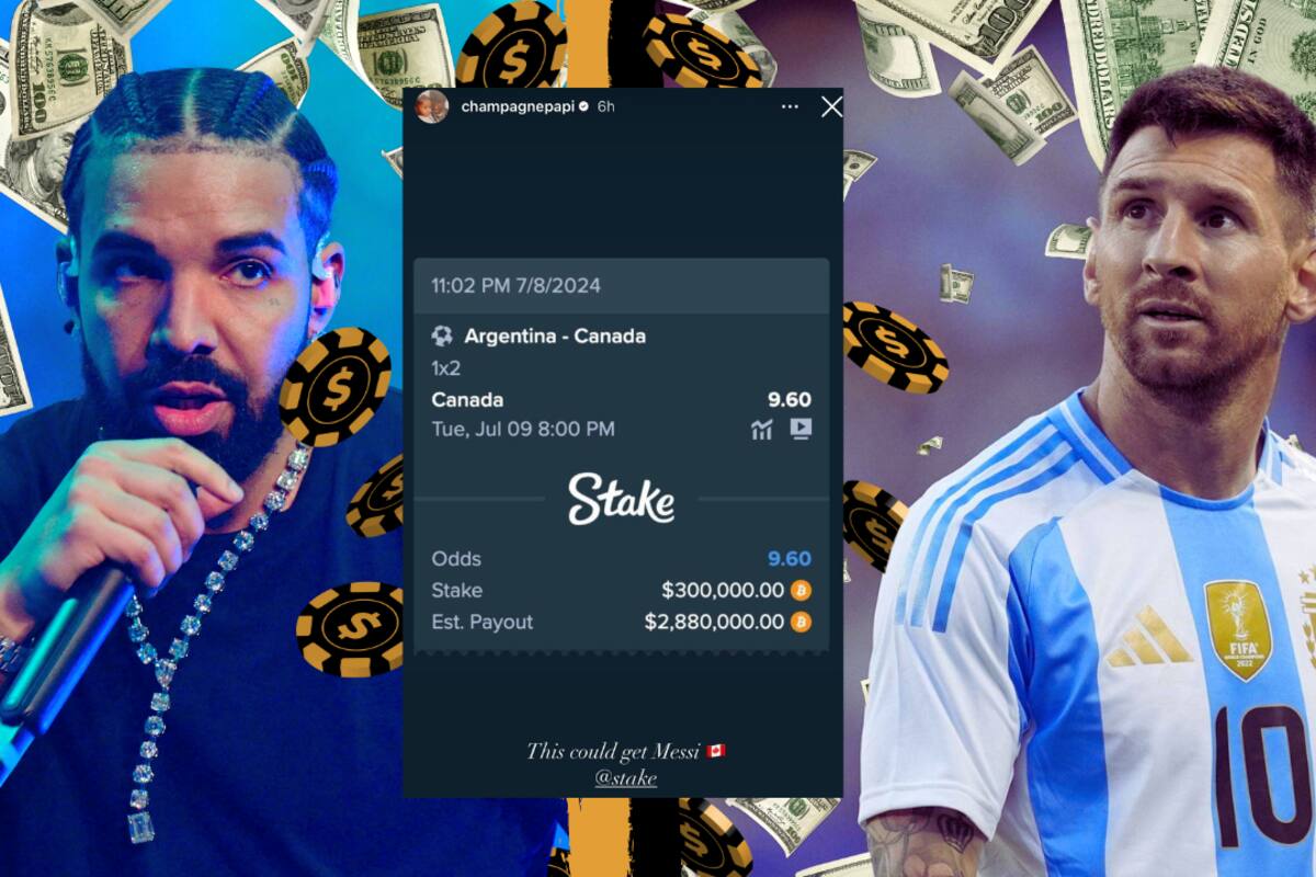 Drake apuesta $300,000 mil dólares en Canadá para vencer a Messi y Argentina en la semifinal de la Copa America 2024