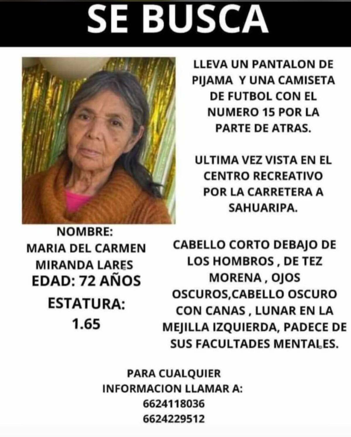 Buscan a María del Carmen Miranda Lares / Especial