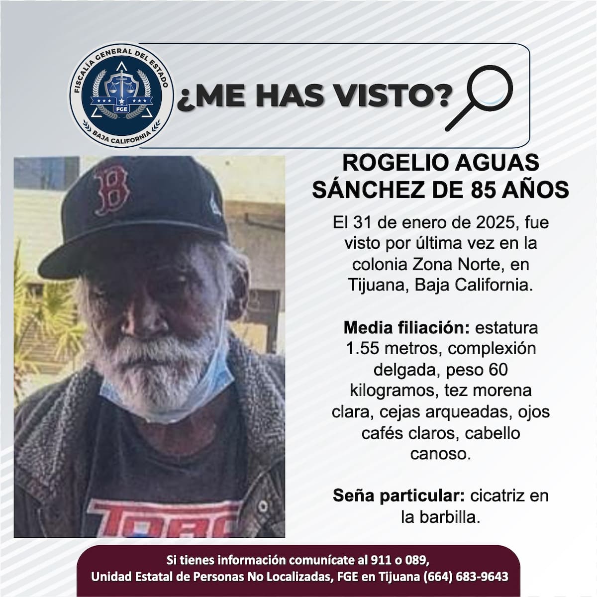 Rogelio Aguas Sánchez fue visto por última vez el 31 de enero del 2025.