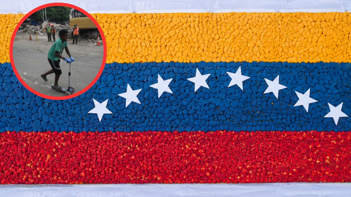 Voluntarios elaboran pastel de 8 metros con los colores de Venezuela para llevar alimento y un momento de alegría a los niños damnificados por los terremotos