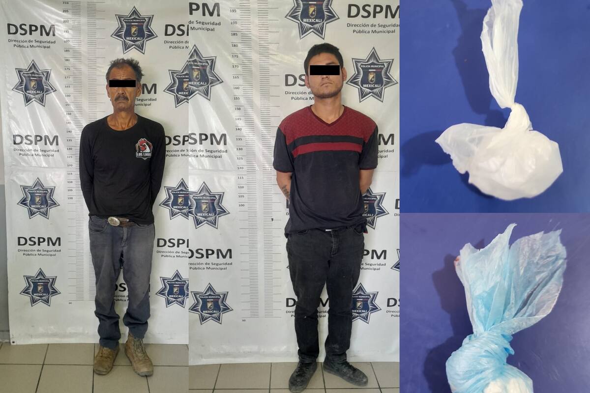 Caen dos hombres en posesión de metanfetamina en el valle de Mexicali