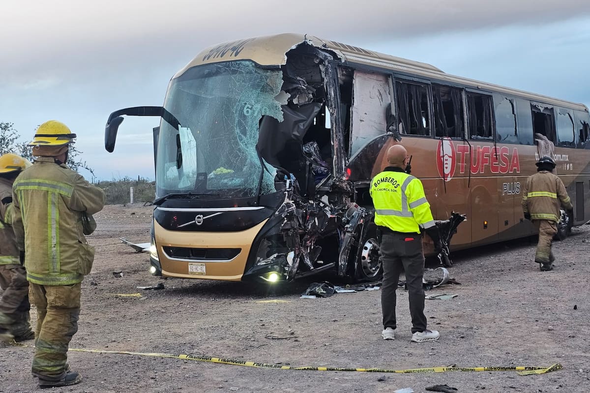 Accidente entre autobús Tufesa y tractocamión deja varios fallecidos en tramo carretero Sonoyta–Caborca