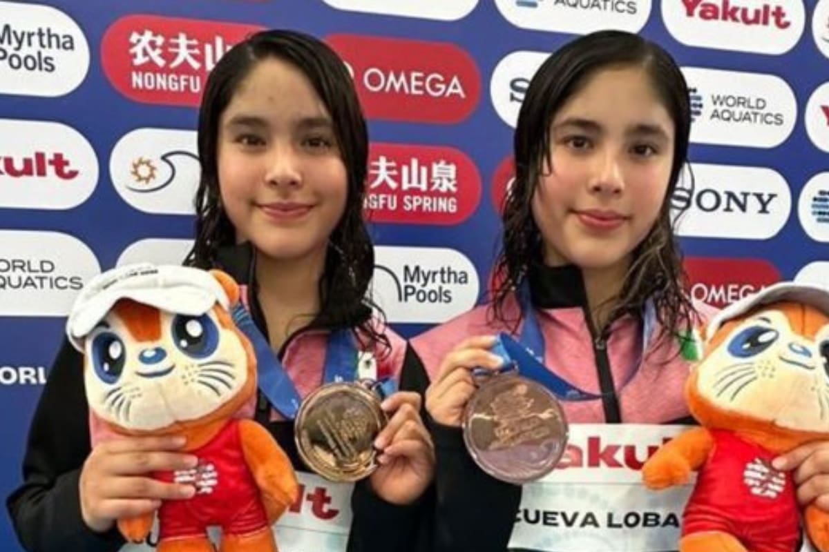 Lía y Mía Cueva, mexicanas de 15 años, ganan el bronce en la Copa Mundial de Clavados