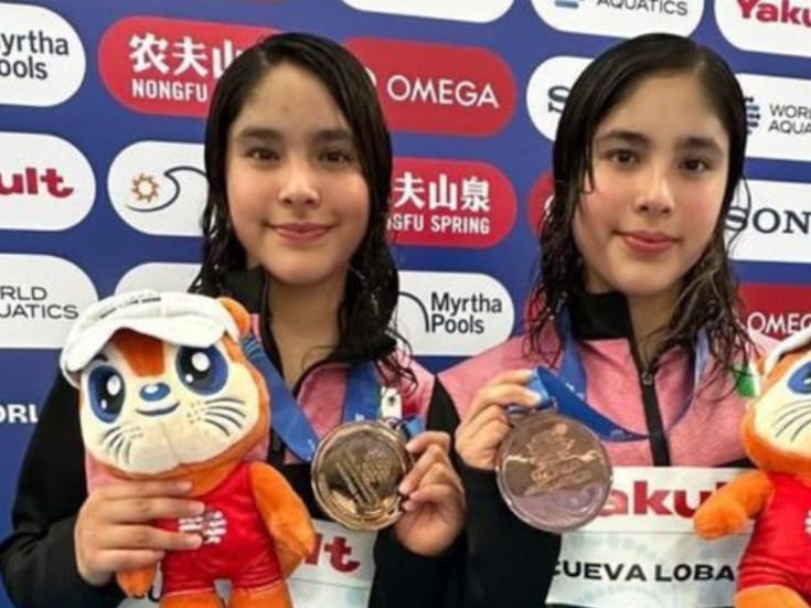 Lía y Mía Cueva, mexicanas de 15 años, ganan el bronce en la Copa Mundial de Clavados