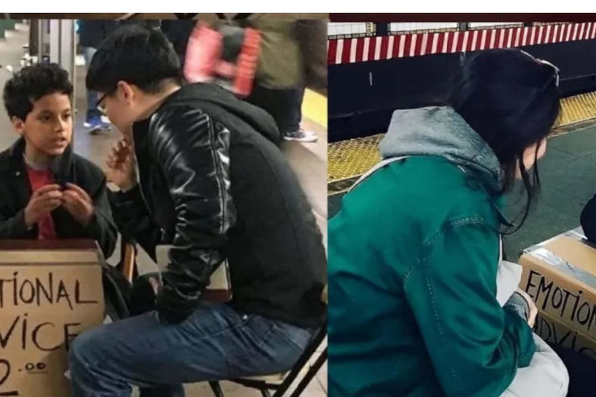 Niño de 11 años ofrece consejos por 2 dólares en el metro de Nueva York y conmueve a todos