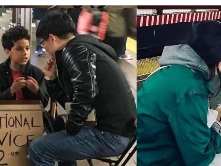Niño de 11 años ofrece consejos por 2 dólares en el metro de Nueva York y conmueve a todos