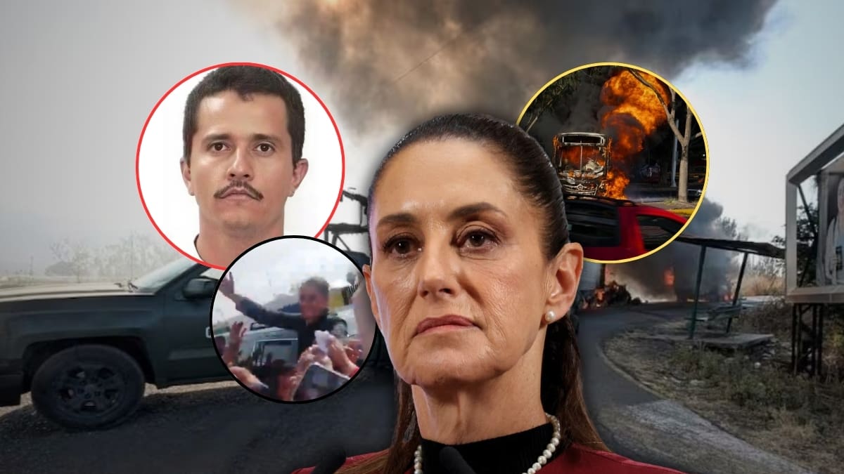 Tras el abatimiento de “El Mencho”, Claudia Sheinbaum se negó a dar declaraciones y dijo que el Gabinete de Seguridad informará los detalles, mientras continúan los bloqueos e incendios en varios estados del país
