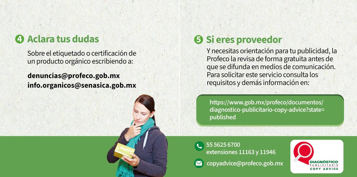 Contactos para aclaraciones o dudas. / PROFECO.