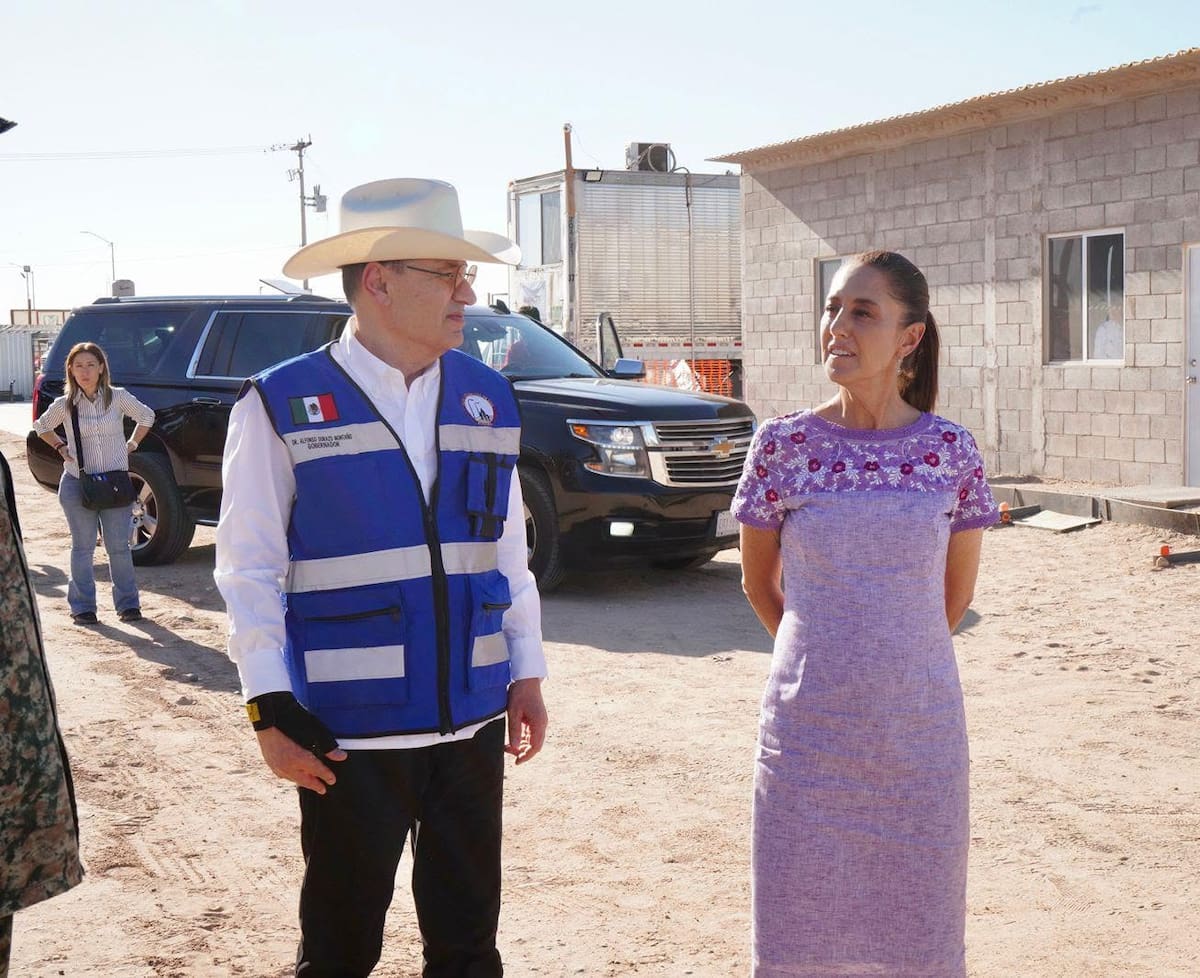La presidenta Claudia Sheinbaum y el gobernador Alfonso Durazo supervisaron el avance de “Senderos Seguros” durante su visita a San Luis Río Colorado.