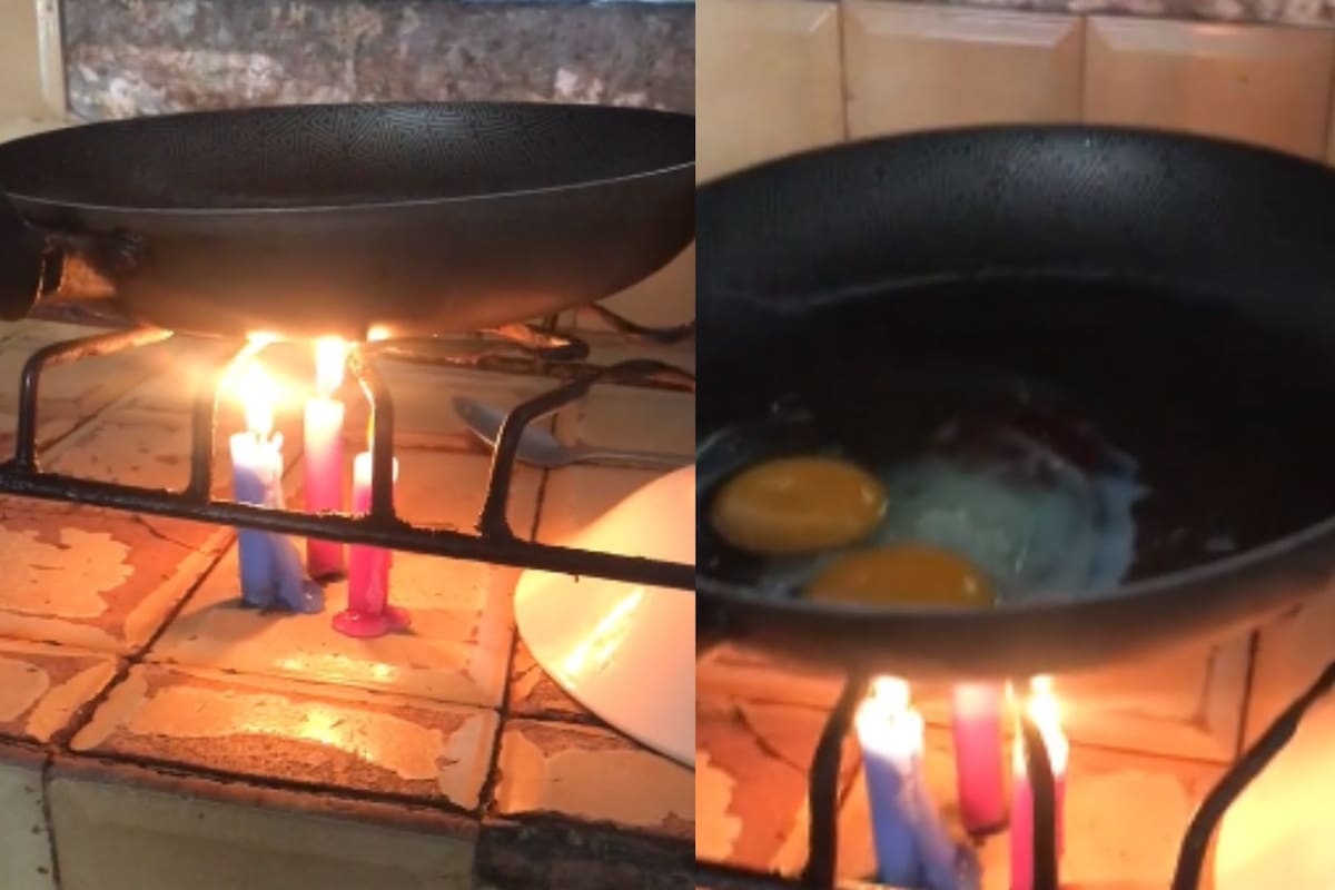 Tiktoker se queda sin gas y muestra cómo cocina sus huevos con velas