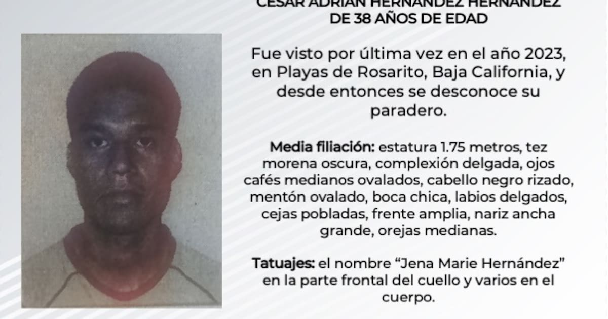 Cesar Beas Se busca a César Adrián Hernández Hernández de 38 años