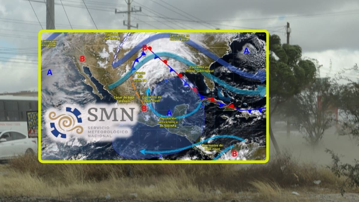 Nuevo frente frío y corrientes en chorro afectarán estas ciudades lunes y martes con lluvias, rachas de hasta 80 km/h, posible nevada y heladas de -5°C al Norte