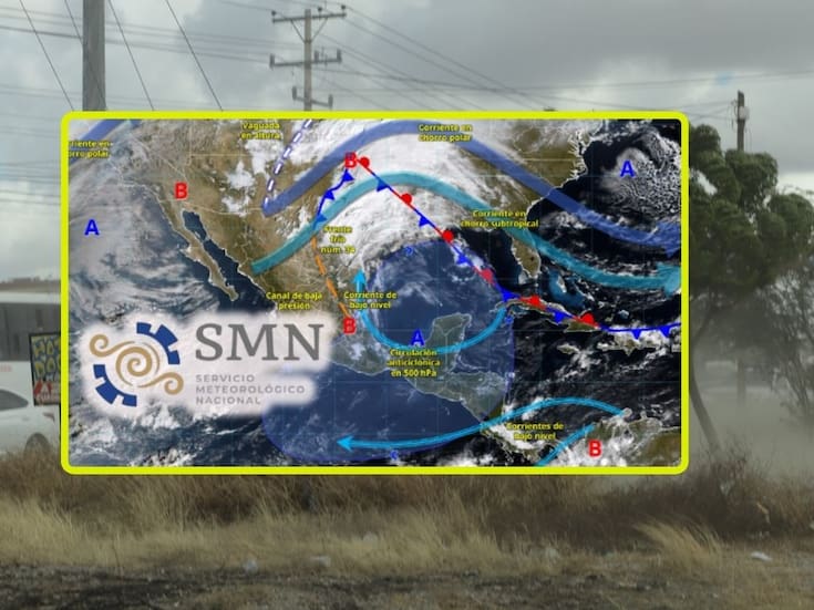 Nuevo frente frío y corrientes en chorro afectarán estas ciudades lunes y martes con lluvias, rachas de hasta 80 km/h, posible nevada y heladas de -5°C al Norte