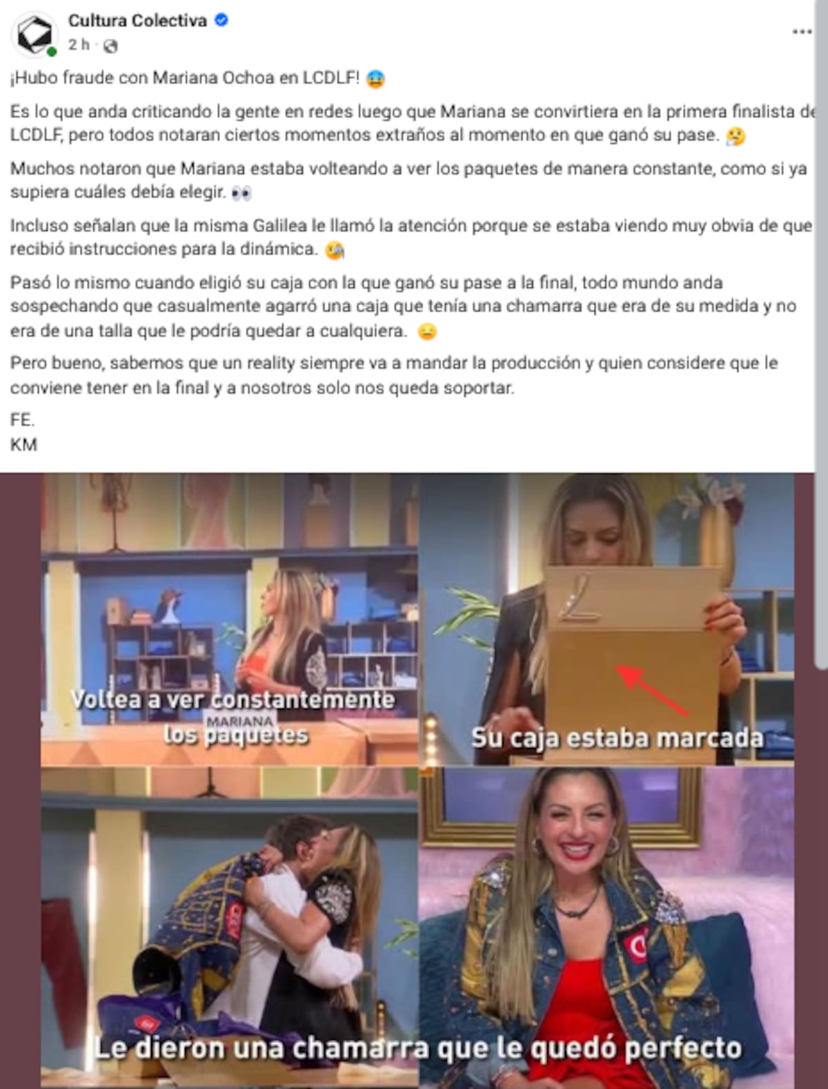 Mariana Ochoa es la primera finalista de LCDLF y su triunfo desata sospechas