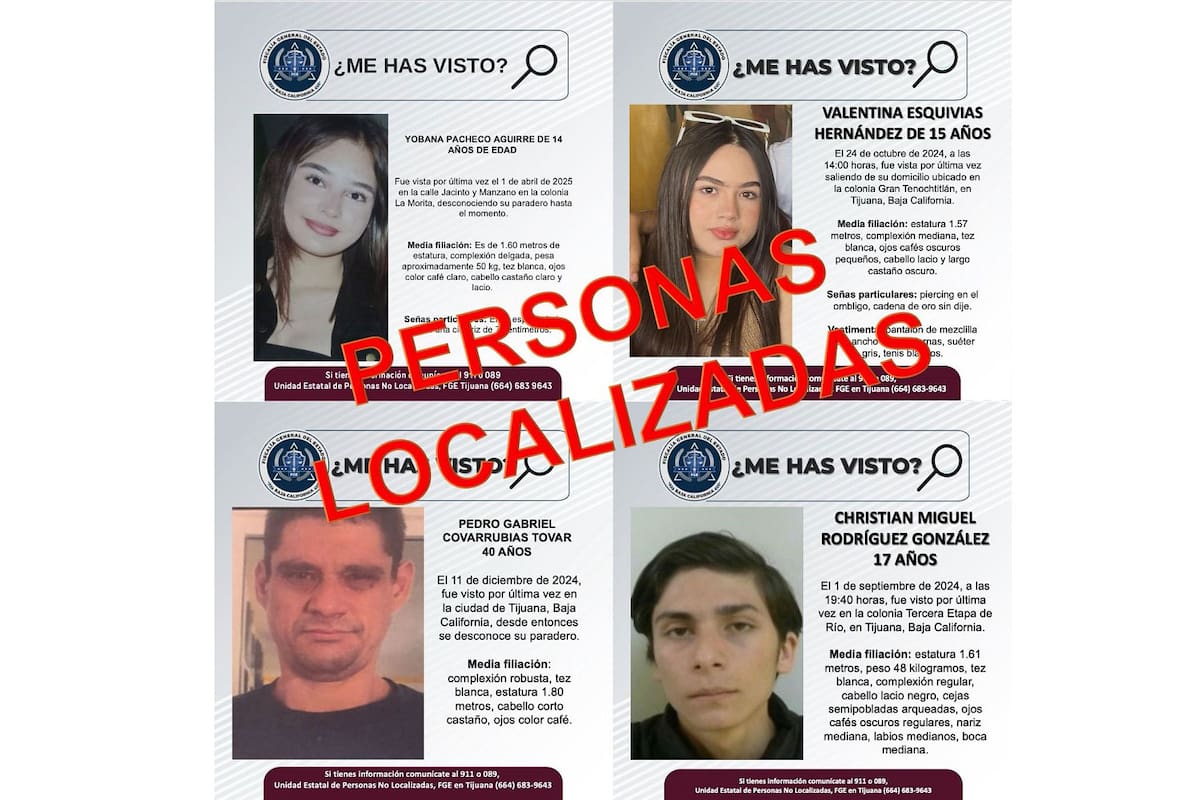 FGE localiza a cuatro personas desaparecidas en Tijuana