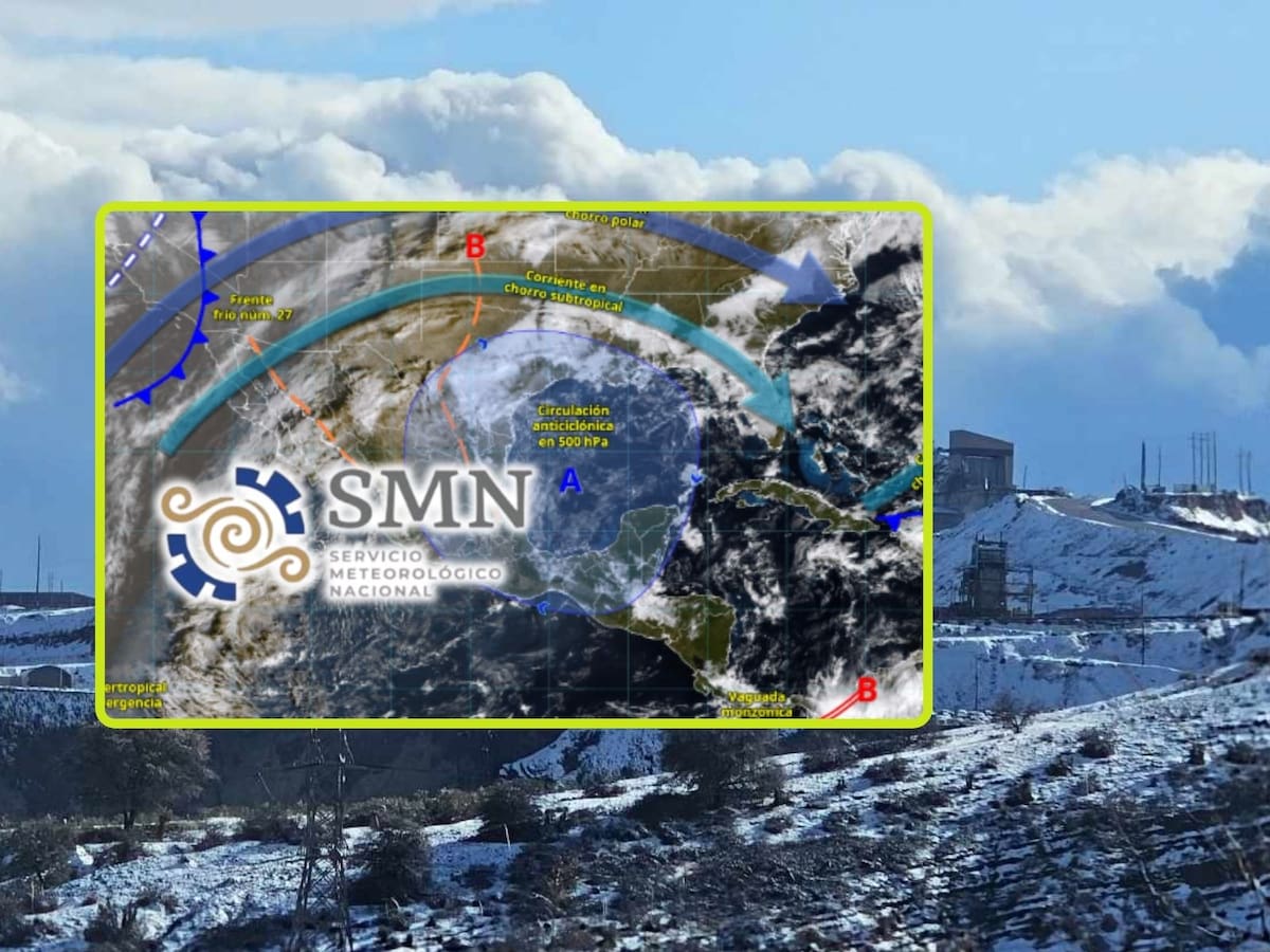 Frente frío 27 activará heladas de hasta -15 °C, nevadas, lluvias fuertes y vientos intensos martes y miércoles, advirtió el SMN. | Crédito: SMN/Banco digital GH
