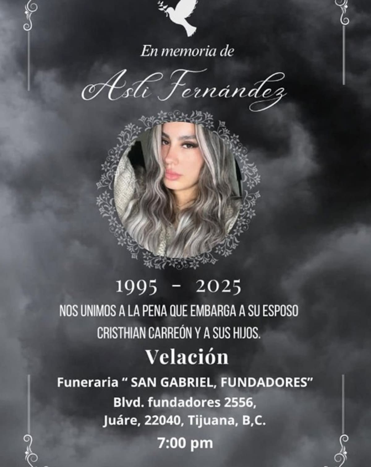 La influencer Asli Fernández fue velada el pasado 7 de enero.