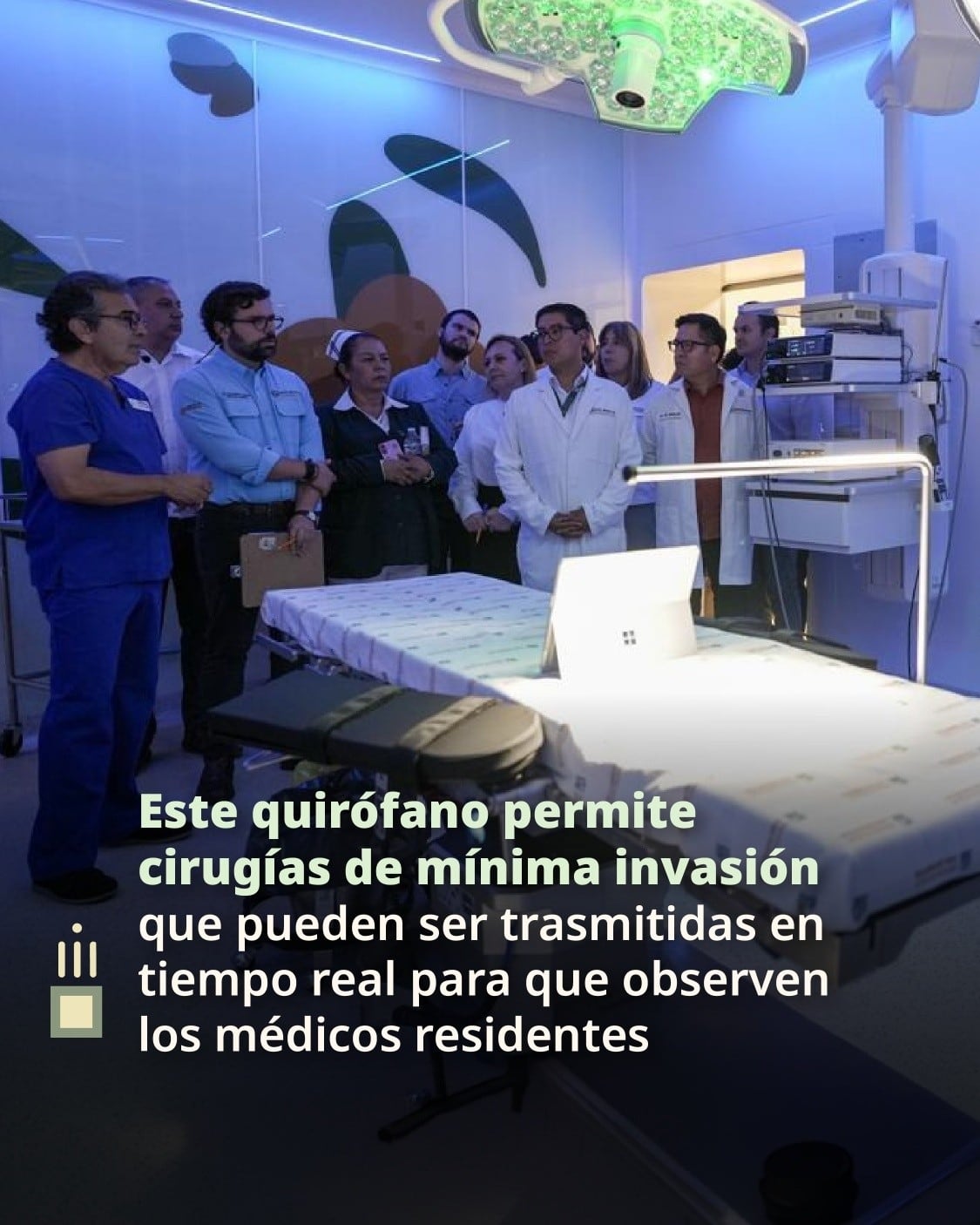 Este quirófano permitecirugías de mínima invasiónque pueden ser trasmitidas entiempo real para que observenlos médicos residentes