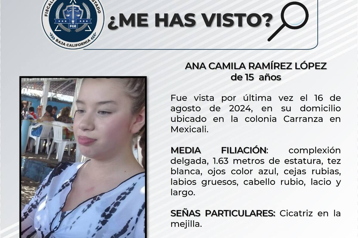 Se solicita ayuda para localizar a Ana Camila Ramírez López