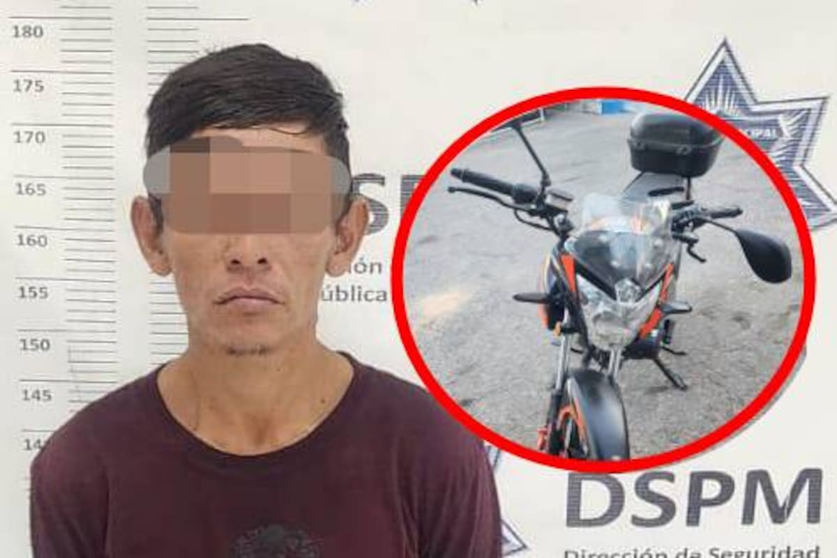 Hombre causa daños a cerco para robar motocicleta y es detenido