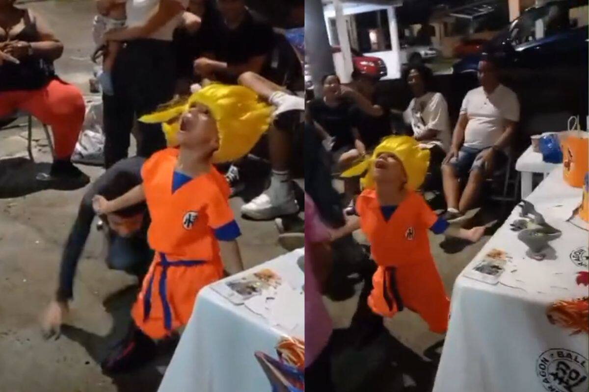 Niño disfrazado de Goku se viraliza por “transformarse” en supersaiyajin durante concurso de baile