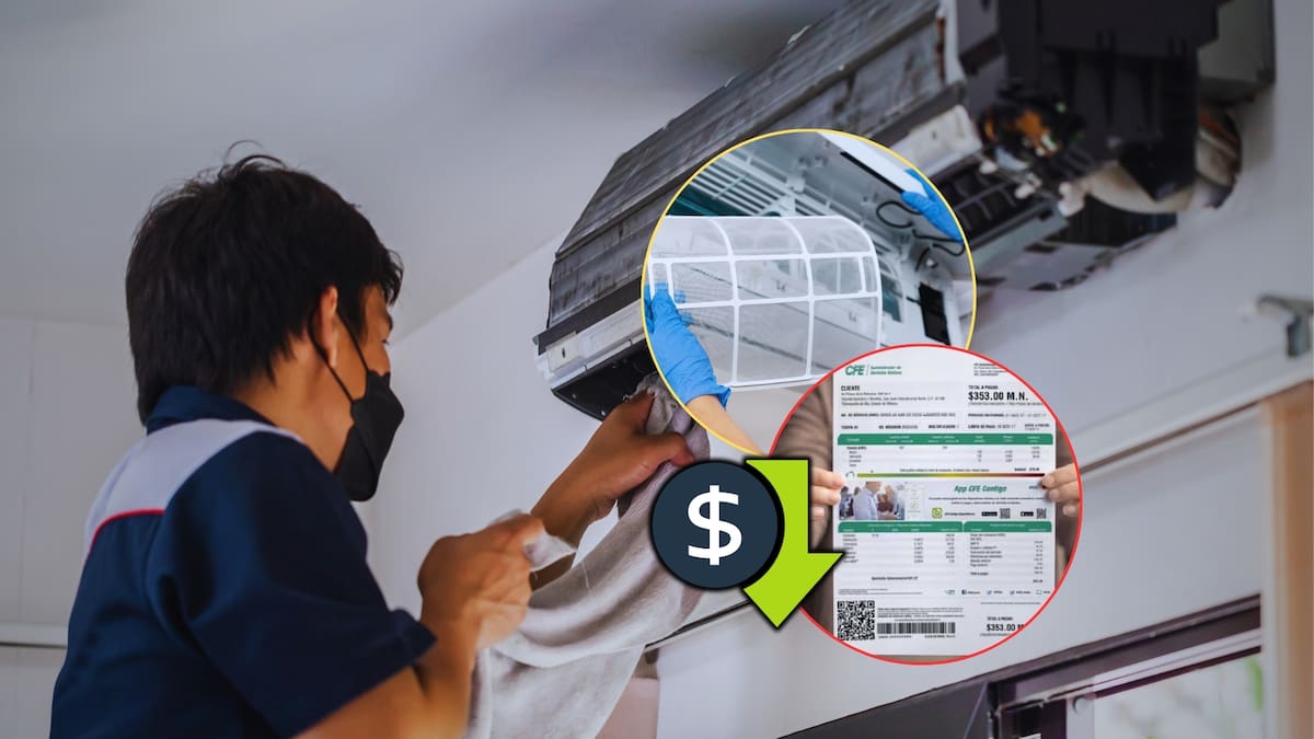 Expertos consideran que no solo la temperatura del aire acondicionado ayuda a ahorrar electricidad, sino también el darle mantenimiento a los equipos. | Foto: Canva y CFE